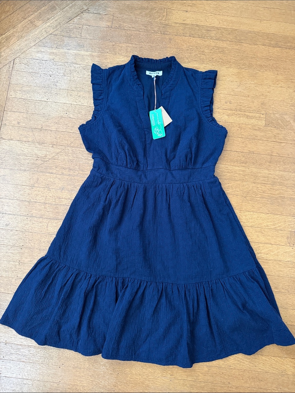 Boden Navy Eyelet Button-Front Top - Navy